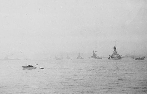 Battleships line up for the Review
